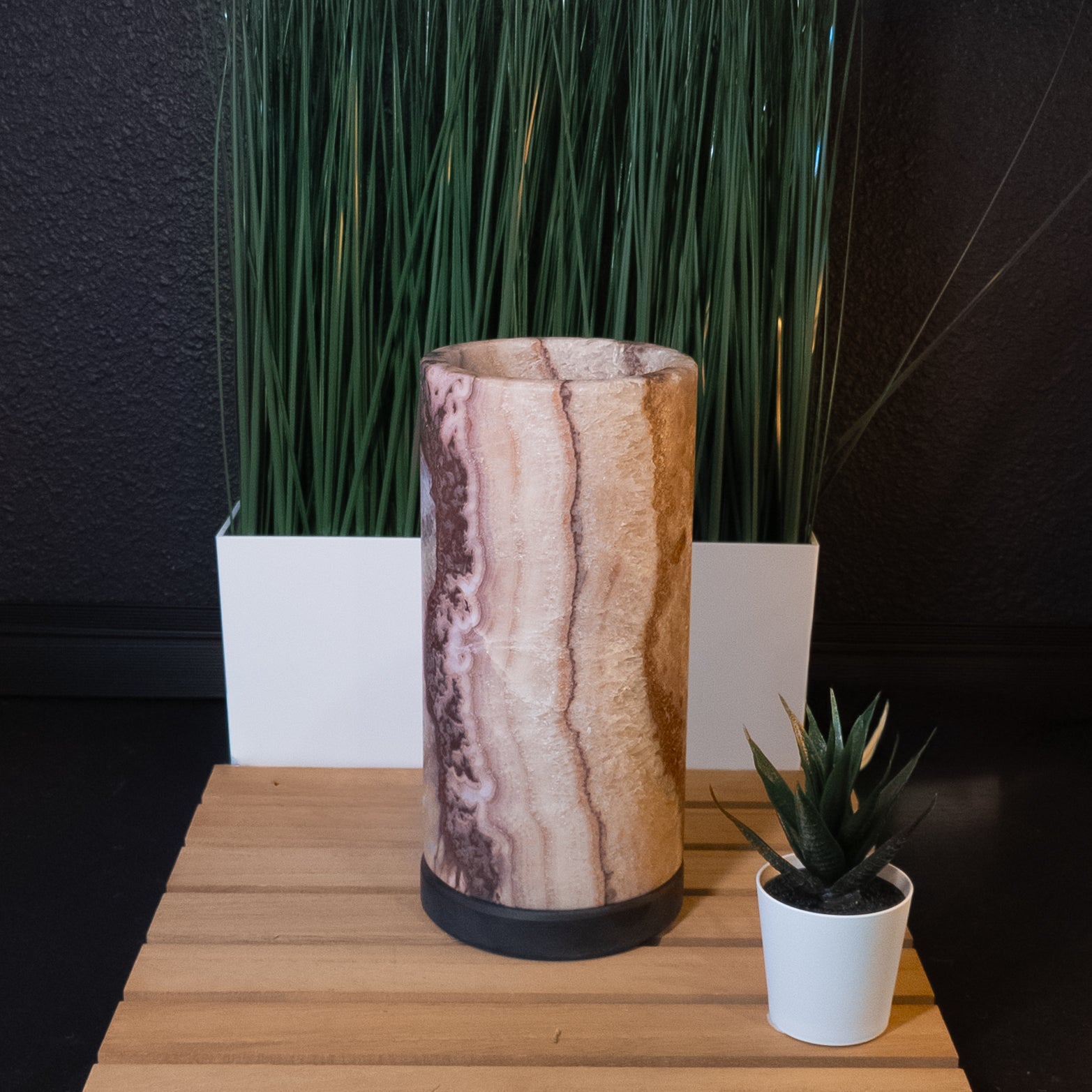 Cylindrical Desert Onyx Table Lamp