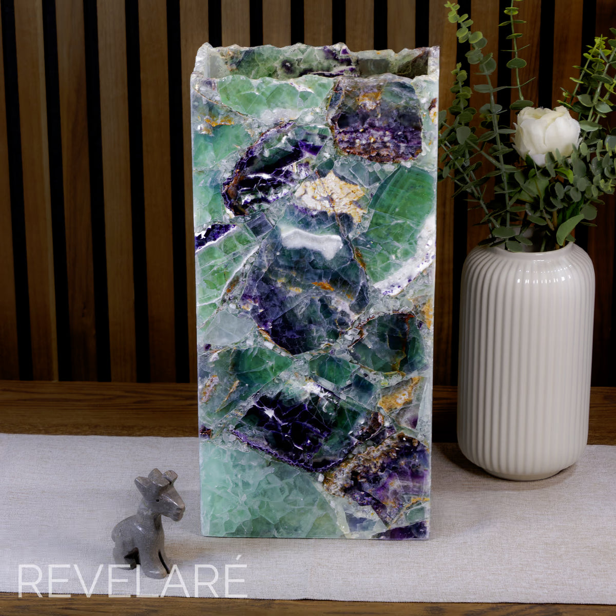 Fluorite rectangular lamp when not lit. Front view. 40cm x 20cm x 10cm lamp #2