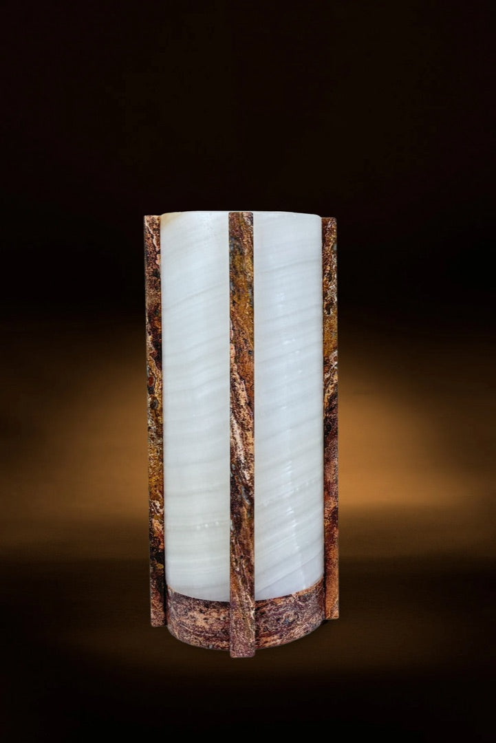 White Onyx Marble Lamp with travertine lines