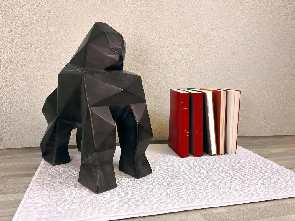 Chic Black Marble Geometric Gorilla Statue