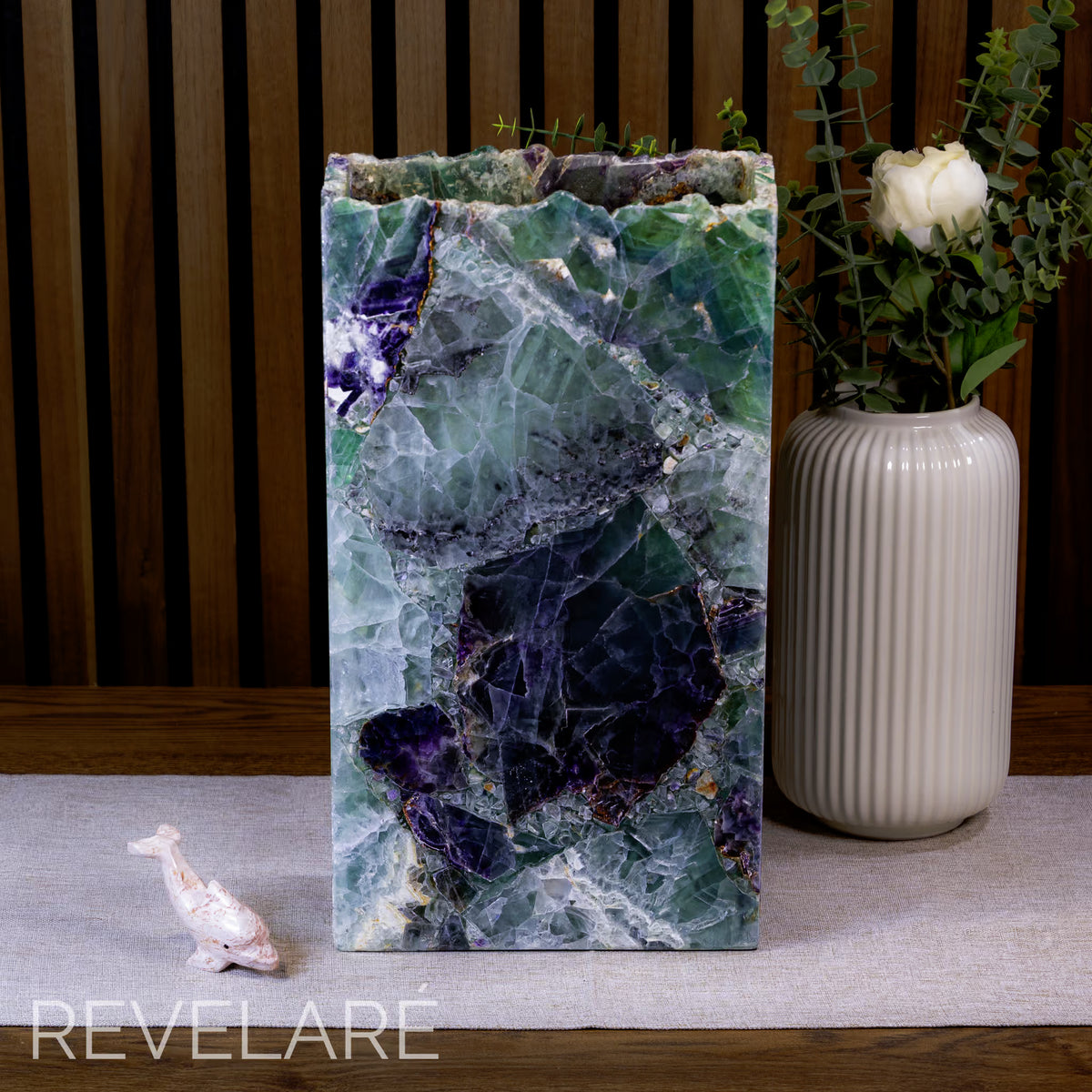Fluorite rectangular lamp when not lit. Front view. 35cm x 20cm x 10cm lamp #2