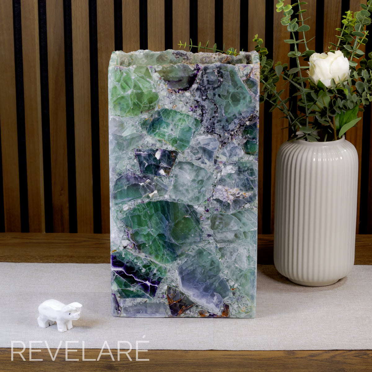 Fluorite rectangular lamp when not lit. Front view. 35cm x 20cm x 10cm lamp #4
