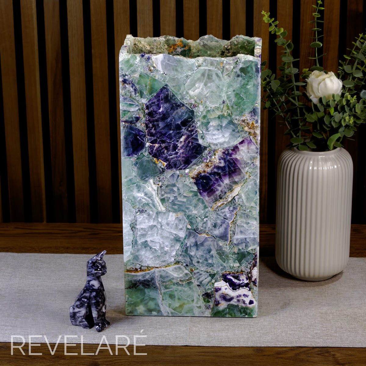 Fluorite rectangular lamp when not lit. Front view. 40cm x 20cm x 10cm lamp #3