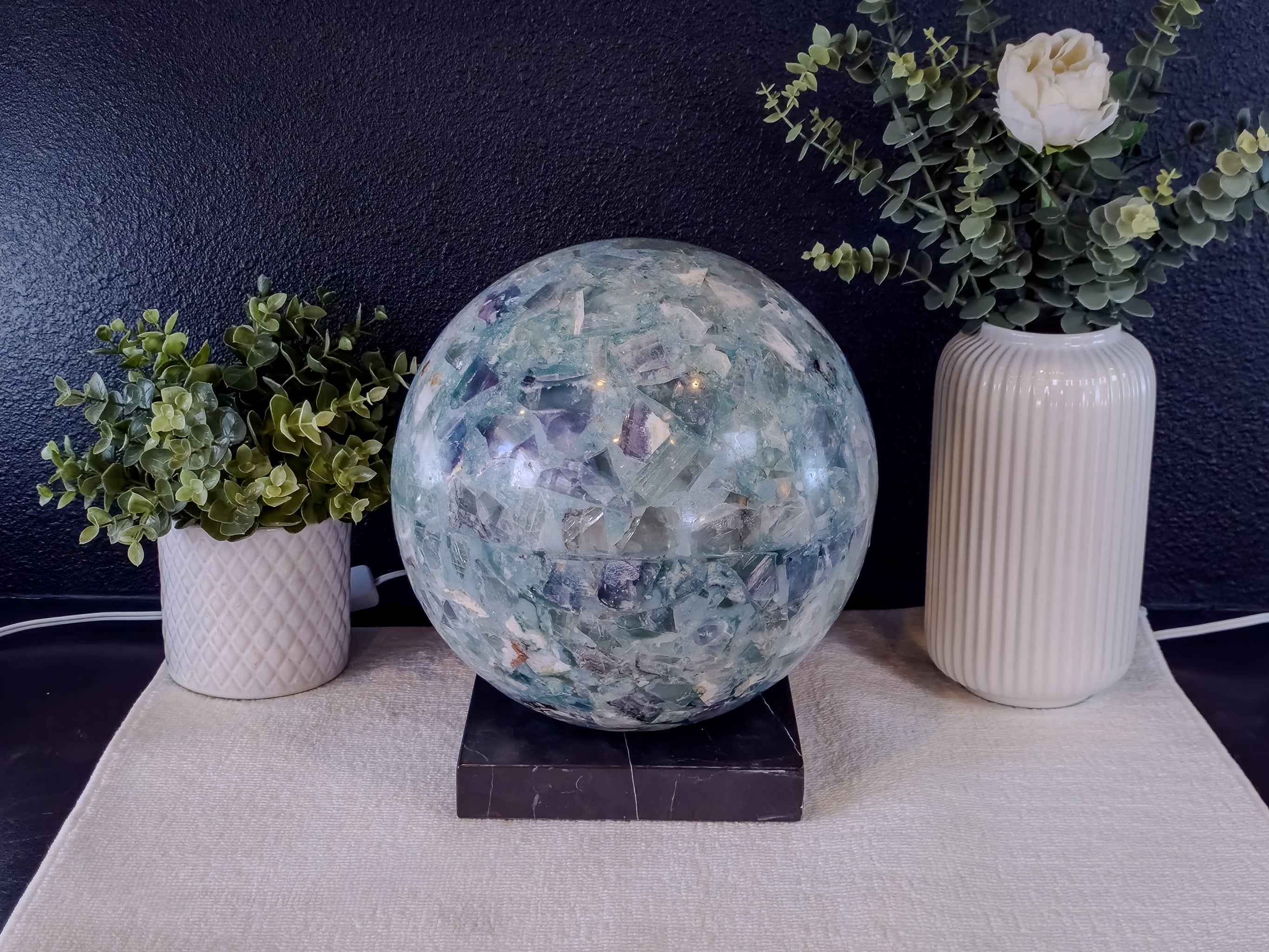 Rainbow Fluorite Spherical Table Lamp