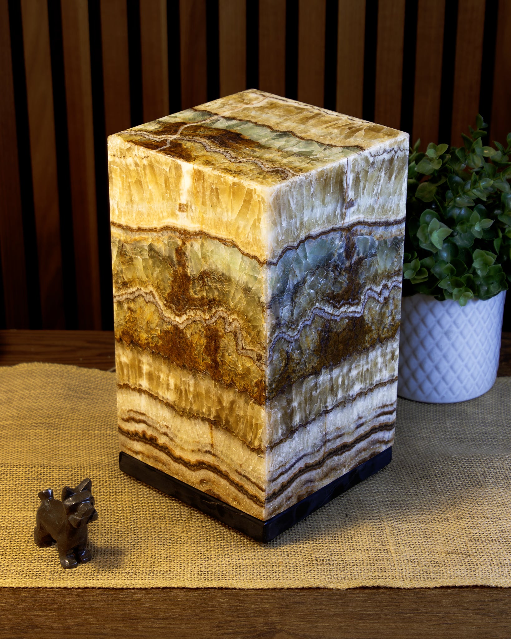 Oasis Square Pedestal Lamp when not lit. Lamp 25cm x 15cm x 15cm lamp #2