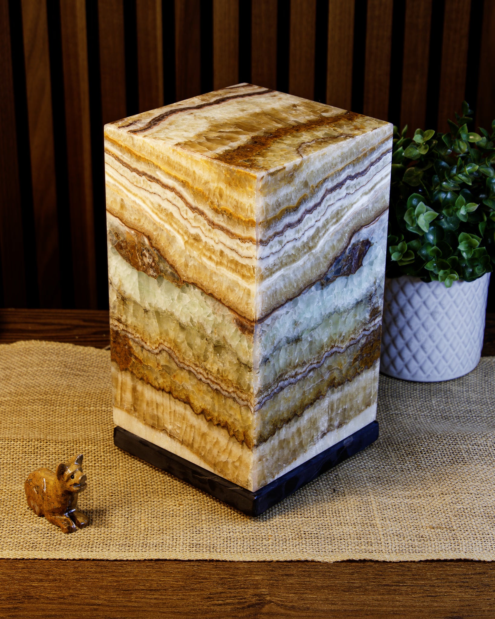 Oasis Square Pedestal Lamp when not lit. Lamp 25cm x 15cm x 15cm lamp #4
