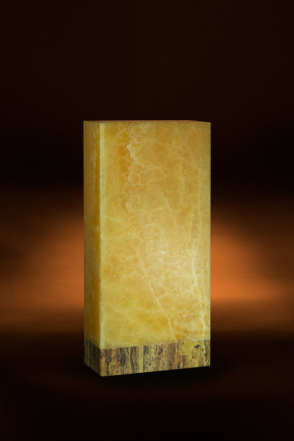 Miel rectangular table lamp with travertine base