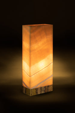 Miel Rectangular Table Lamp with Travertine Base